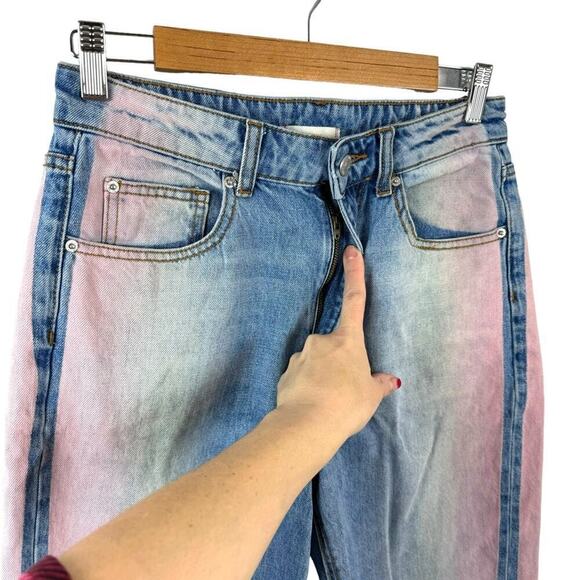 BDG Urban Outfitters High-Waisted Rainbow Baggy Jeans Denim Ombre 90's Size 28 - Picture 6 of 15